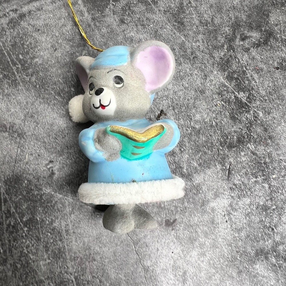 Vintage Ceramic Christmas Carol Mouse Bell Ornament | Grandma Cottage